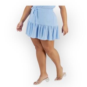 Love, Fire Trendy Plus size Terry Ruffled Mini Skirt